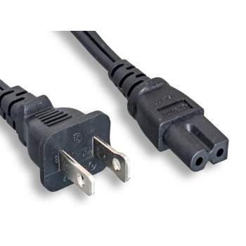 Monoprice Power Cord - 6 Feet - Black | Polarized NEMA 1-15P to Polarized IEC 60320 C7, 18AWG, 10A, 125V, For Small Appliances, Laptop Power Adapters