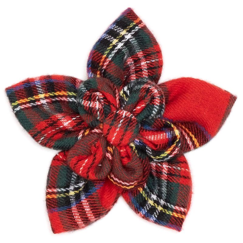 The Worthy Dog Red Black Multicolored Plaid Adjustable Flower Collar Accessory, 1 of 2