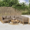 vidaXL 9-Piece Bamboo Patio Furniture Set with Taupe Cushions – Modular Sectional Sofa for Garden, Patio, Deck with Table - 2 of 4