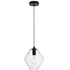 Elegant Lighting Placido Collection Pendant D9.4 H10.8 Lt:1 Black and Clear Finish - 2 of 4