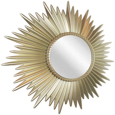 Elegant 24" Sunburst Wall Mirror in Light Gold Finish