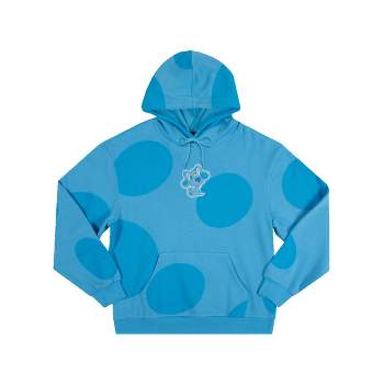 Blues Clues Embroidered Character Art Long Sleeve Blue Spotted Adult Hooded Sweatshirt
