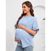 Women's Maternity Shirts Casual Breathable Loose Textured Raglan Short Sleeve Shirt Crew Neck Spring Summer Pregnancy Tops - 3 of 4