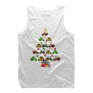 Men's Design By Humans Christmas Tractor Tree Gift Farmer Shirts Funny Tractor Xmas By VitMon Tank Top - 1 of 3