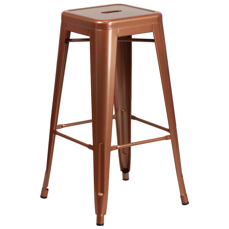 Emma and Oliver Commercial Grade 30"H Backless Metal Indoor-Outdoor Barstool with Square Seat, 1 of 11