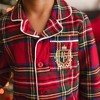 Kids Red Tartan Plaid Flannelette Luxe Pajama Set - Posh Peanut - 4 of 4