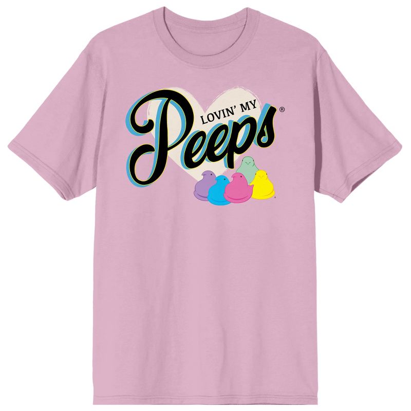 Peeps "Lovin' My Peeps" Men's Pink Short Sleeve Crew Neck Tee, 1 of 3
