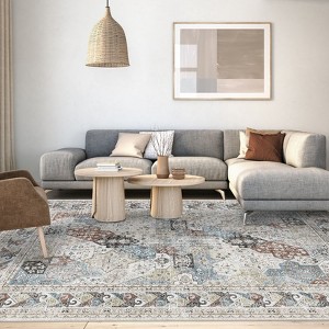 Washable Area Rug Vintage Distressed Rug Non Slip Rug Low Pile Rugs Oriental Throw Rug Foldable Indoor Carpet for Living Room Bedroom Playroom - 1 of 4