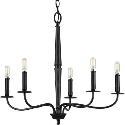 Progress Lighting Durrell 5-Light Chandelier, Steel, Matte Black, No Shade