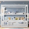 KWPZQEB Twin/Full Size Bed with Canopy, Wood Floor Bed Frame with Bookshelves & Safety Guardrail, Montessori Bed for Kids, No Spring Box Needed - 2 of 4