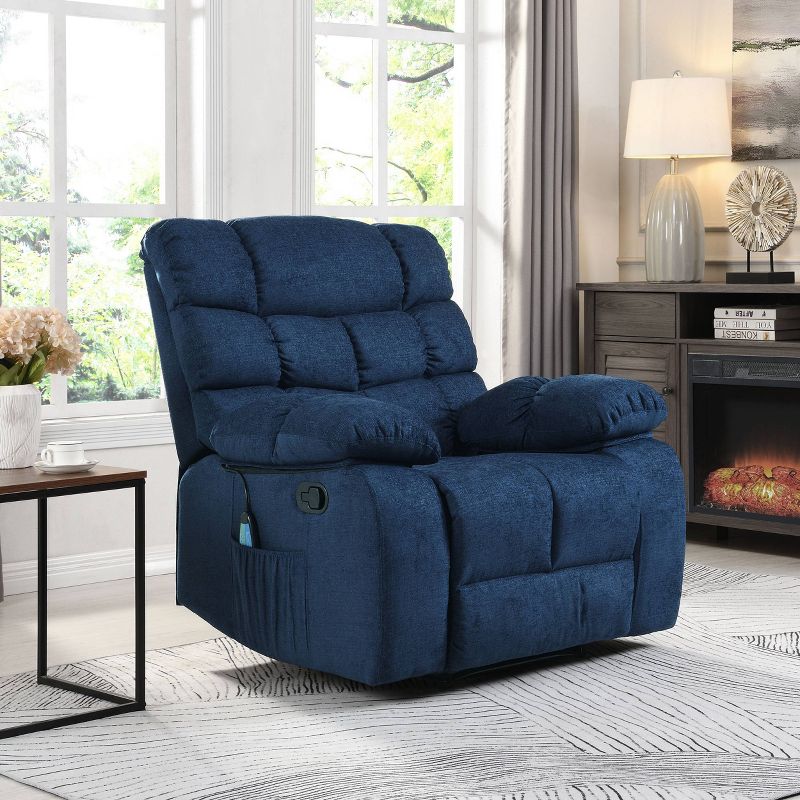 Blackshear Contemporary Pillow Tufted Massage Recliner Navy Blue - Christopher Knight Home, 3 of 15