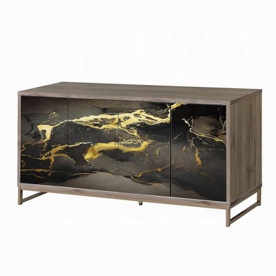 Side view of the Royal Hampton sideboard showing marble-front doors
