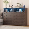 Dresser for Bedroom Deep Drawers, 55 Inch Tall Wooden Bedroom Dressers with Power Outlet and Led Lights - 2 of 4