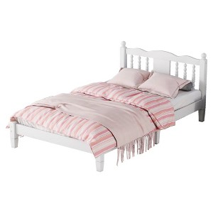 NicBex Twin Size Wood Platform Bed Frame with Decorative Headboard - 1 of 4