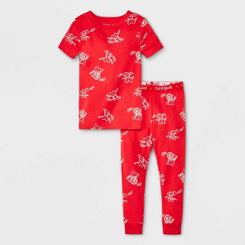Toddler 2pc Valentine's Heart Printed Pajama Set - Cat &#38; Jack&#8482; Red, 1 of 5