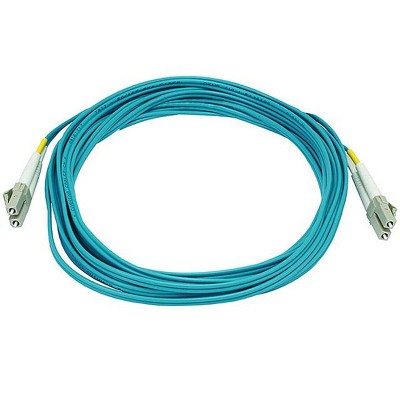 Monoprice Fiber Optic Cable - 5 Meter - Aqua | LC to LC, OM3, 50/125 Type, Multi Mode, 10Gb, Duplex