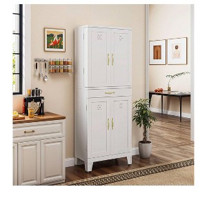 Freestanding Metal Kitchen Pantry Storage Cabinet with Doors and Adjustable Shelves, Metal Storage Cupboard with Large Drawer for Kitchen - 1 of 4