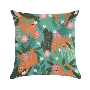 Happy Sloth Mothers Baby Pillow Covers 18x18 Decorative Throw Pillows Soft Square Cushion Covers for Couch Sofa Bedroom - 1 of 1
