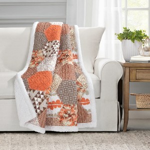 Lush Décor Briley Faux Shearling Throw Tangerine Single 50X60 - 1 of 4