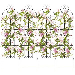 Costway 71" Tall Metal Garden Trellis for Climbing Plants 2/4 Pack Fence Panels Retro - 1 of 4