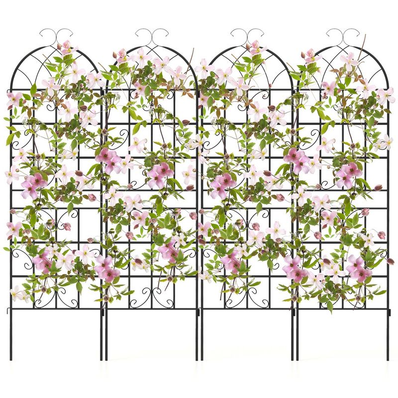 Costway 71" Tall Metal Garden Trellis for Climbing Plants 2/4 Pack Fence Panels Retro, 1 of 11