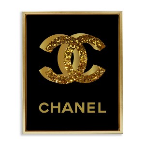 Stupell Industries Gleaming Fashion Brand Logo Black Floater Framed Canvas Wall Art - 1 of 4