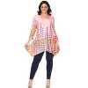 Women's Plus Size 3/4 Sleeve Printed Rella Tunic Top with Pockets - White Mark - 2 of 3
