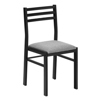 35" Gray Laminate Drop Leaf Dining Table Set with Black Metal Chairs