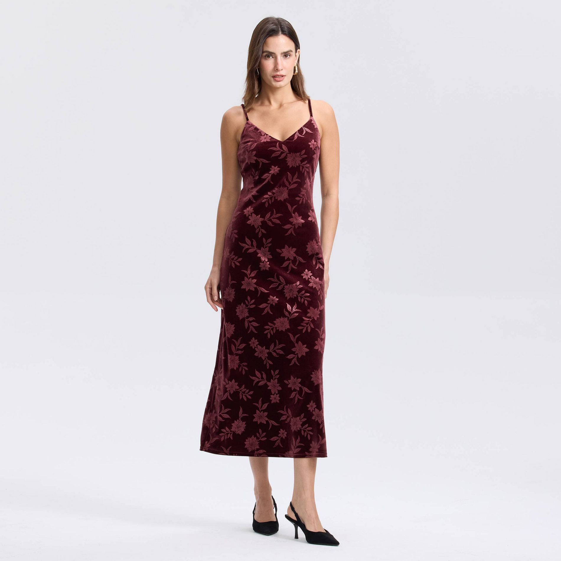 Women's Velvet Midi Slip Dress - A New Day™