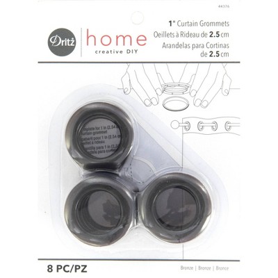 Dritz Set of 8 Home 1" Curtain Grommets Bronze: Plastic Sewing Fasteners, Eyelets, Grommet Kit, Brown, 1" Width