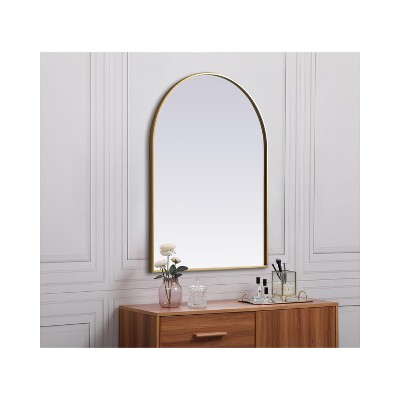 Brass Arch Frame Rectangular Wall Mirror