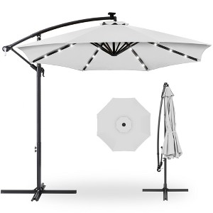 Best Choice Products 10ft Solar LED Offset Hanging Outdoor Market Patio Umbrella w/ Adjustable Tilt - 1 of 4