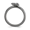 Black Bow Jewelry Black Plated Sterling Silver .015Ctw Diamond 9mm Butterfly Stack Ring - 2 of 4
