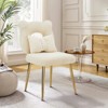 Furniliving Vanity Chair, Faux Shearling Upholstery, Backrest Pillow and Golden Metal Legs, for Living Room/Dressing Room/Home Office - 2 of 4