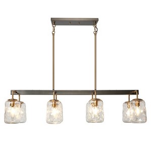 LNC Erharting 8-Lights 39" Modern Linear Kitchen Island Pendant  Lights, Polisehd Gold and Matte BLack with Clear Glass Jar - 1 of 4