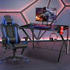 Costway Gaming Desk&Massage Gaming Chair Set w/Headphone Hook & Game Storage - 4 of 4