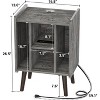 Aheaplus Record Player Stand with Power Outlet, Vinyl Stand with 4 Storage Compartments - 3 of 4