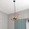 Maxax 13" 4-Light Wood Grain Iron Chandelier,Dimmable Adjustable Chain Pendant Light,for Sloped Ceilings, Bedroom Kitchen - 3 of 4
