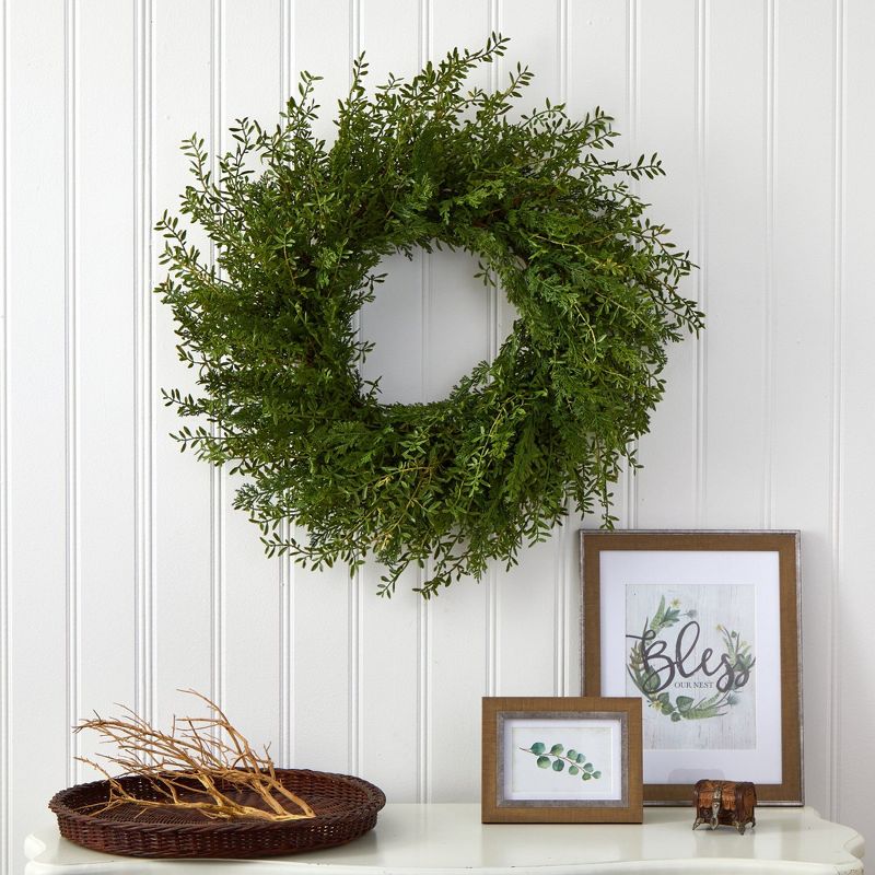 Nearly Natural 27” Mixed Grass Artificial Wreath, 2 of 4