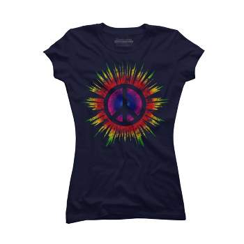 Junior's Design By Humans Tie Dye Peace Sign By Mel00 T-Shirt