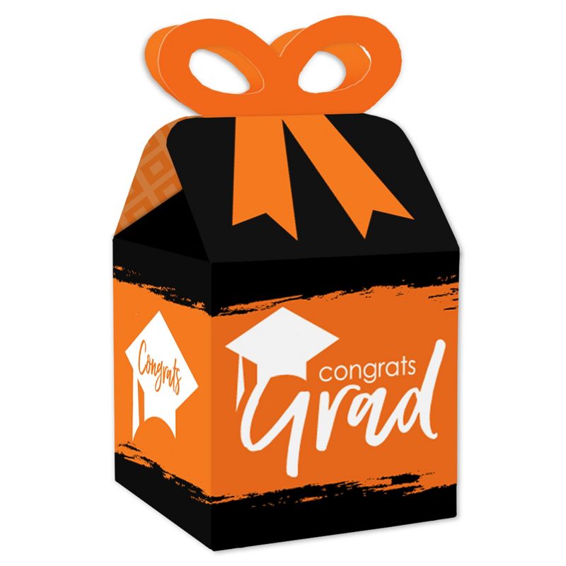 Big Dot of Happiness Orange Grad - Best is Yet to Come - Square Favor Gift Boxes -  Orange Graduation Party Bow Boxes - Set of 12, 1 of 8