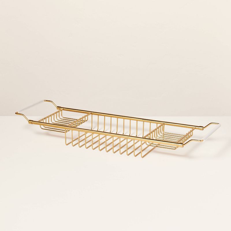 Extendable Wired Bathtub Caddy Brass Finish - Hearth &#38; Hand&#8482; with Magnolia, 1 of 8