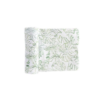 Red Rover Organic Cotton Muslin Swaddle Blanket Single - Jungle Leaf