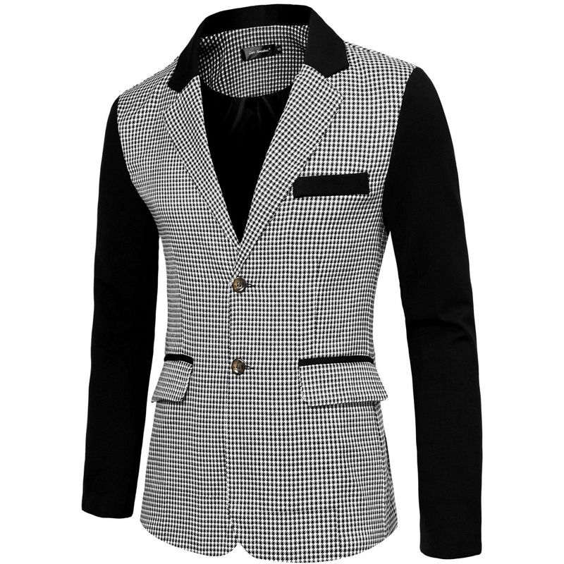 Lars Amadeus Men's Plaid Pattern Button Down Slim Fit Casual Jacket Blazer, 1 of 8