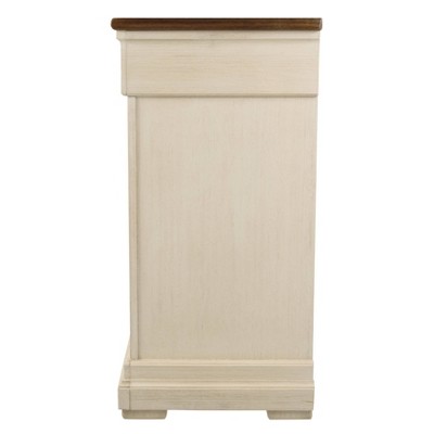Antique White and Brown 64" Farmhouse Dresser with Mirror