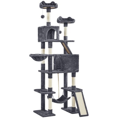 Yaheetech 82.5"H Large Plush Cat Tree with 2 Cozy Condos