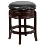 Merrick Lane Clara Backless Wooden Counter Stool with Faux Leather 360 Degree Swivel Seat