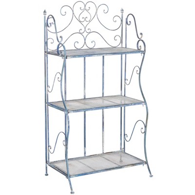 Antique Blue Iron 3-Tier Corner Shelf