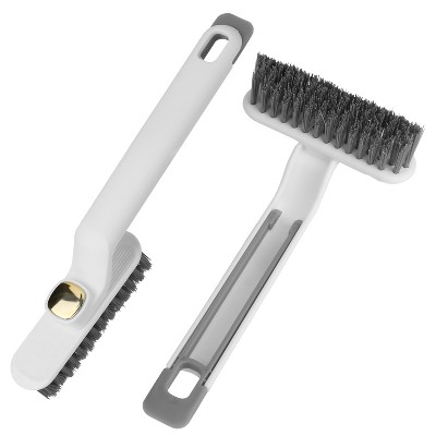 NewHome "2-Pack Rotating Crevice Cleaning Brushes with Stiff Bristles, 2-in-1 Clip & Spade for Tight Spaces" White