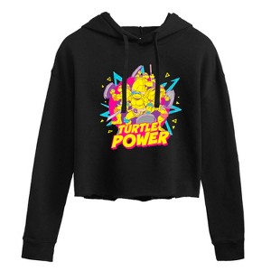 Women's - Teenage Mutant Ninja Turtles - Turtle Power 90S Cropped Graphic Hoodie - 1 of 3